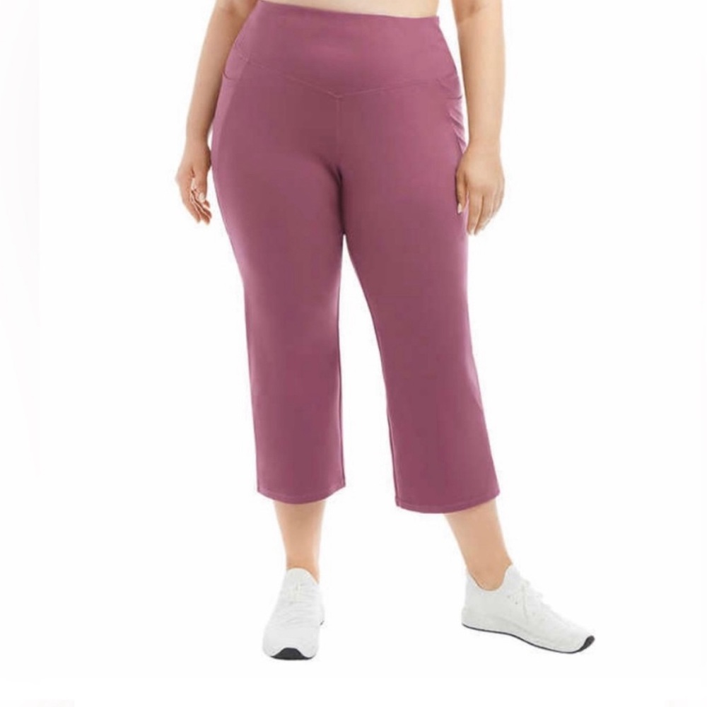 Jockey Ladies Yoga Capri Cropped Slit Flare Stretch Pant Mauve/Nocturne Size XL